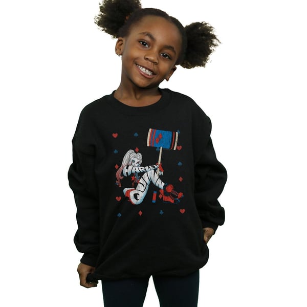 DC Comics Girls Harley Quinn Playing Card Suit Sweatshirt