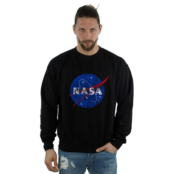 NASA Mens Classic Insignia Logo Distressed Sweatshirt