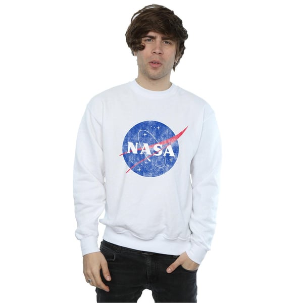 NASA Mens Classic Insignia Logo Distressed Sweatshirt