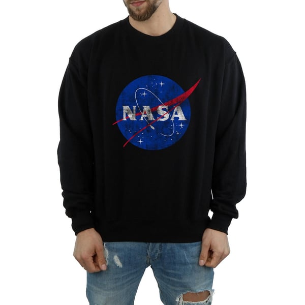 NASA Mens Classic Insignia Logo Distressed Sweatshirt