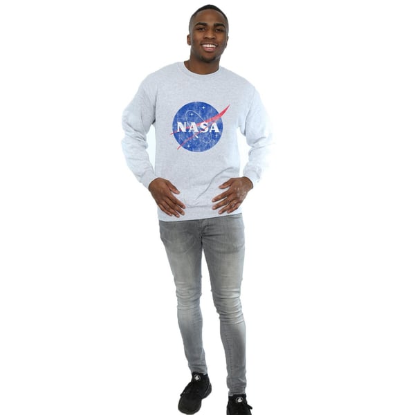 NASA Mens Classic Insignia Logo Distressed Sweatshirt