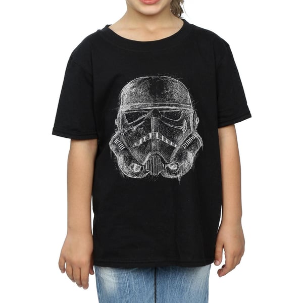 Star Wars Girls Stormtrooper Scribble Helmet Cotton T-Shirt