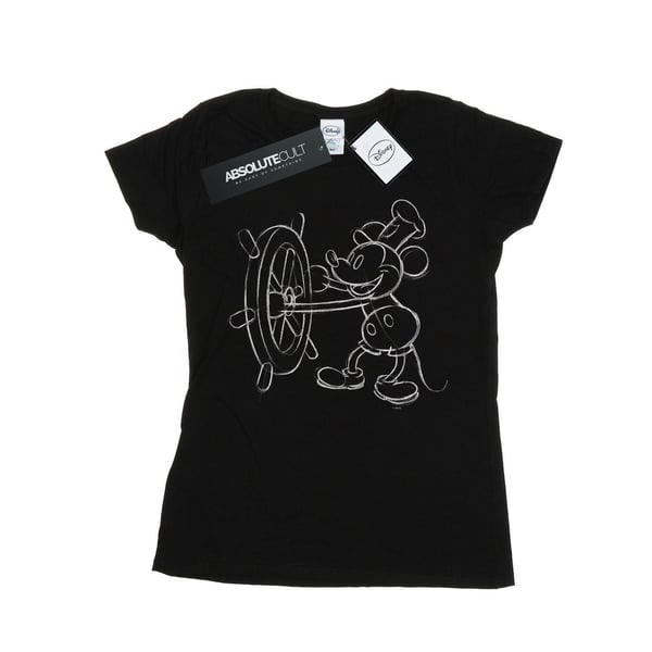 Disney Womens/Ladies Mickey Mouse Steamboat Sketch Cotton T-Shirt