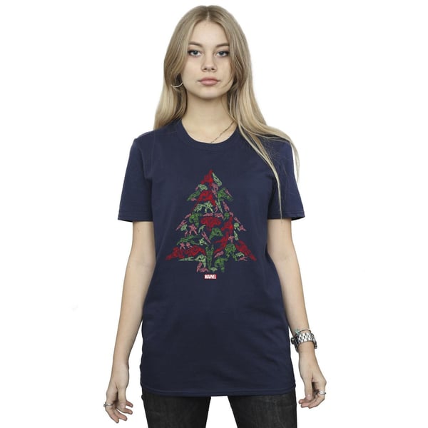 Marvel Womens/Ladies Avengers Christmas Tree Cotton Boyfriend T-Shirt