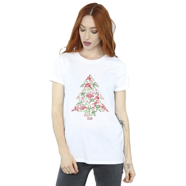 Marvel Womens/Ladies Avengers Christmas Tree Cotton Boyfriend T-Shirt