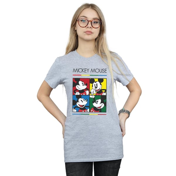 Disney Womens/Ladies Mickey Mouse Square Colour Cotton Boyfriend T-Shirt