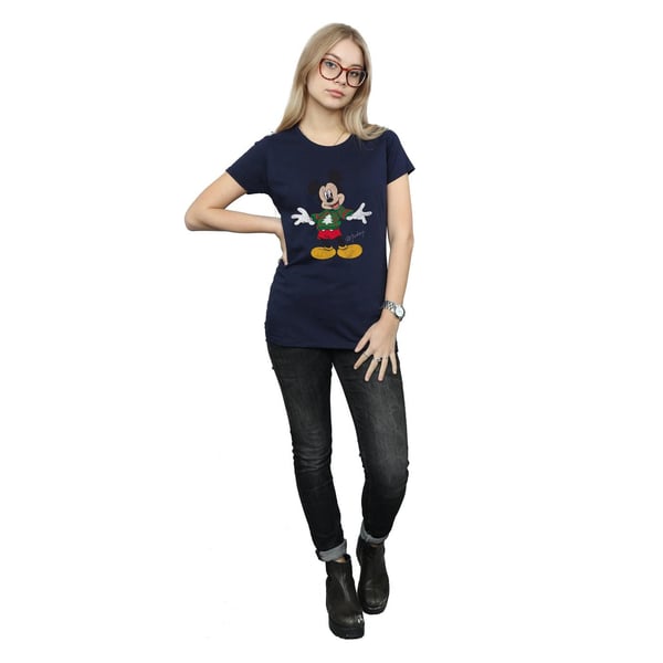 Disney Womens/Ladies Mickey Mouse Christmas Jumper Cotton T-Shirt
