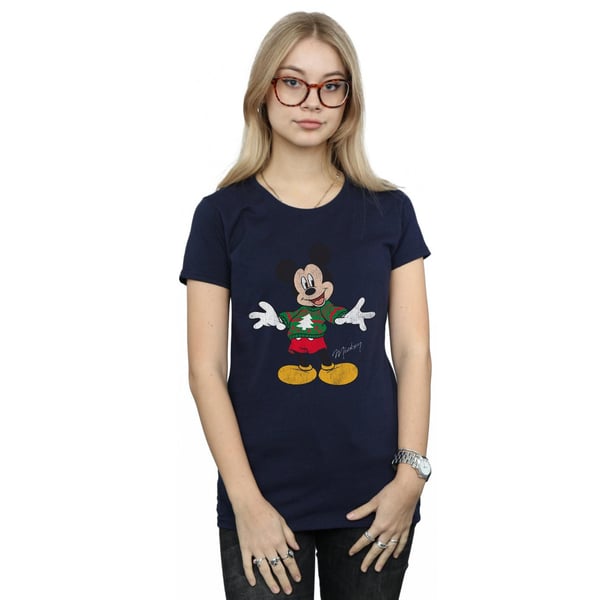 Disney Womens/Ladies Mickey Mouse Christmas Jumper Cotton T-Shirt