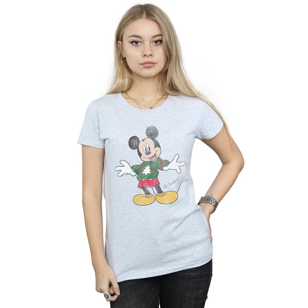 Disney Womens/Ladies Mickey Mouse Christmas Jumper Cotton T-Shirt