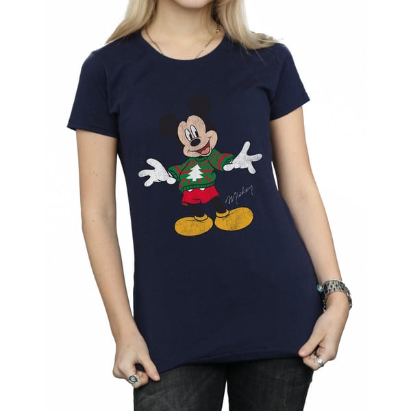 Disney Womens/Ladies Mickey Mouse Christmas Jumper Cotton T-Shirt