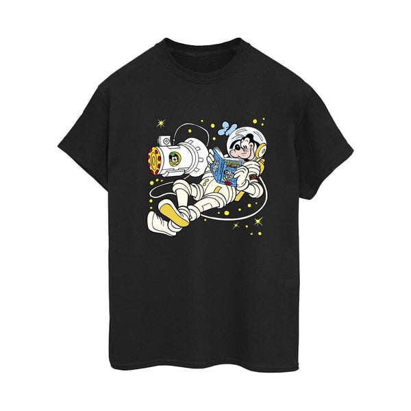 Disney Dam/Dam Goofy Läser I Rymden T-shirt i bomull med boyfriend-passform