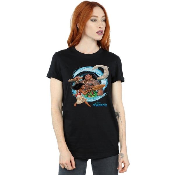 Disney Womens/Ladies Moana And Maui Wave Cotton Boyfriend T-Shirt