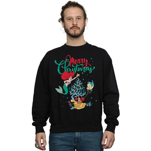 Disney Mens Princess Ariel Merry Christmas Sweatshirt