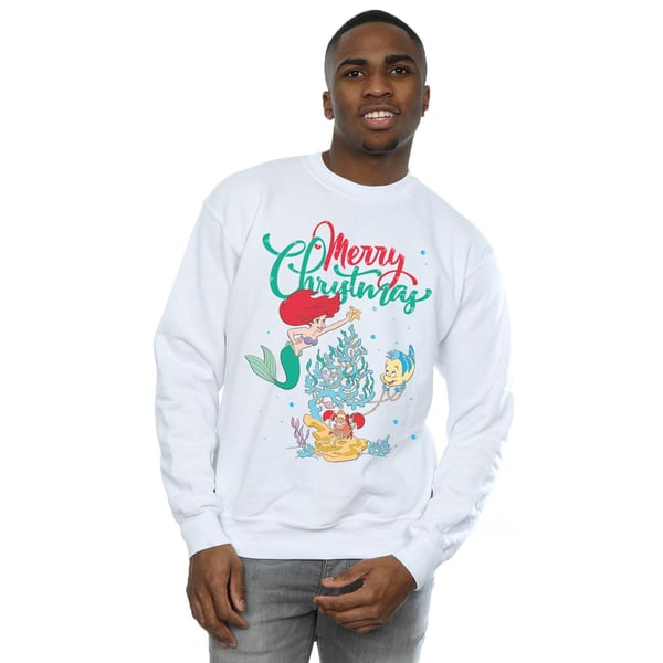 Disney Mens Princess Ariel Merry Christmas Sweatshirt