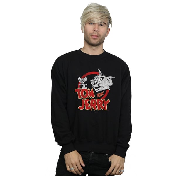 Tom And Jerry Mens Distressed Logo Sweatshirt