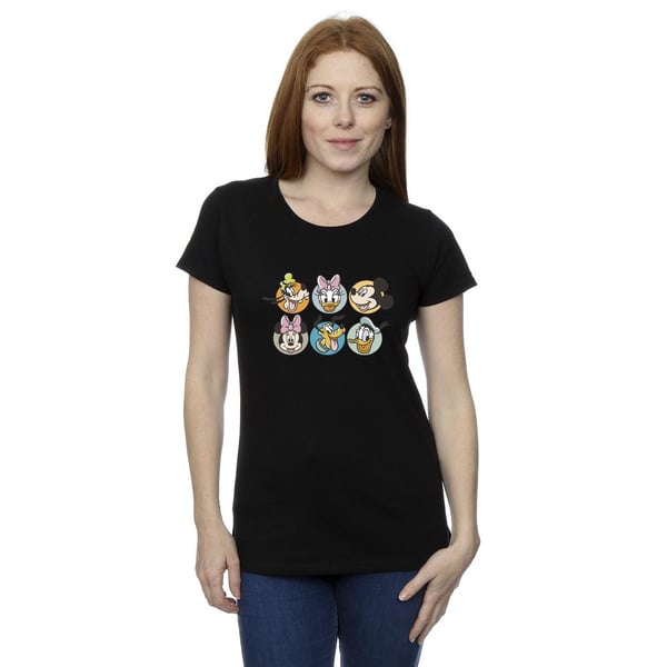 Disney Womens/Ladies Mickey Mouse And Friends Faces Cotton T-Shirt