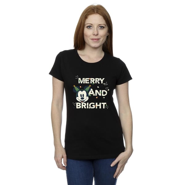 Disney Womens/Ladies Mickey Mouse Merry & Bright Cotton T-Shirt