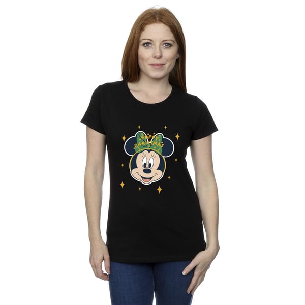 Disney Womens/Ladies Minnie Mouse Happy Christmas Cotton T-Shirt