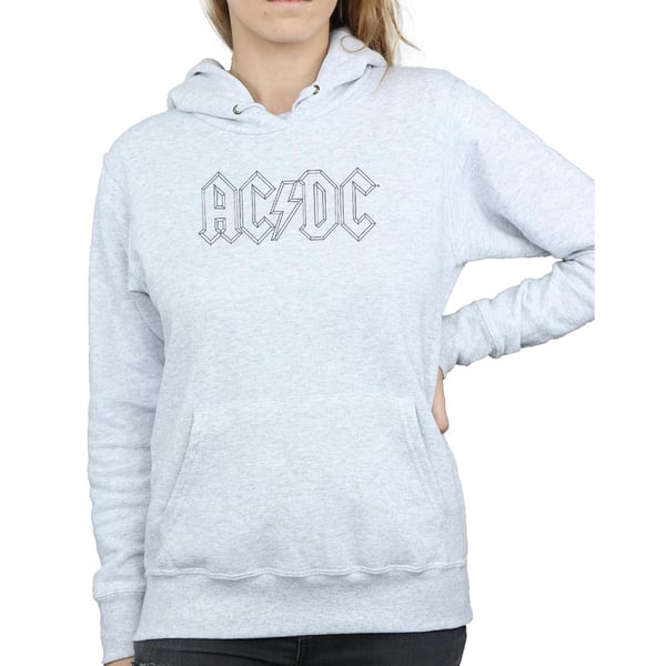 AC/DC Womens/Ladies Black Outline Logo Hoodie