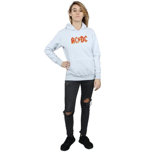 AC/DC Womens/Ladies Distressed Red Logo Hoodie