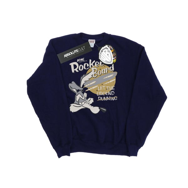 Looney Tunes Mens Wile E Coyote Rocket Board Sweatshirt