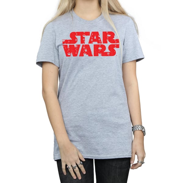Star Wars Womens/Ladies Christmas Logo Cotton Boyfriend T-Shirt