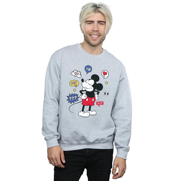 Disney Mens Mickey Mouse Tongue Out Sweatshirt