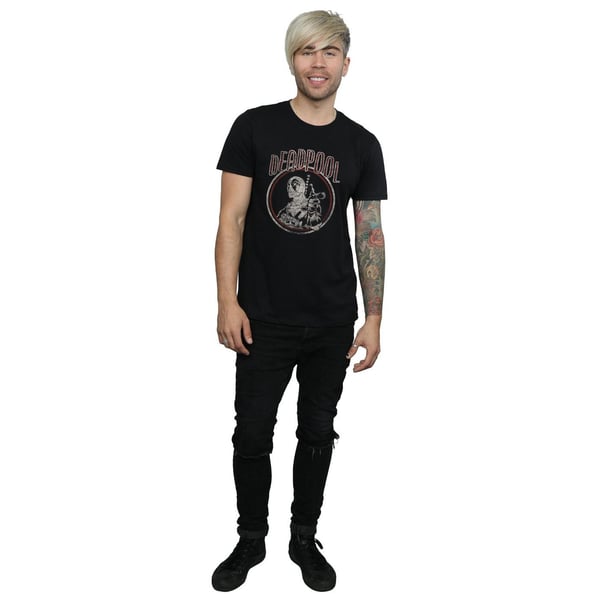 Marvel Mens Deadpool Vintage Circle T-Shirt