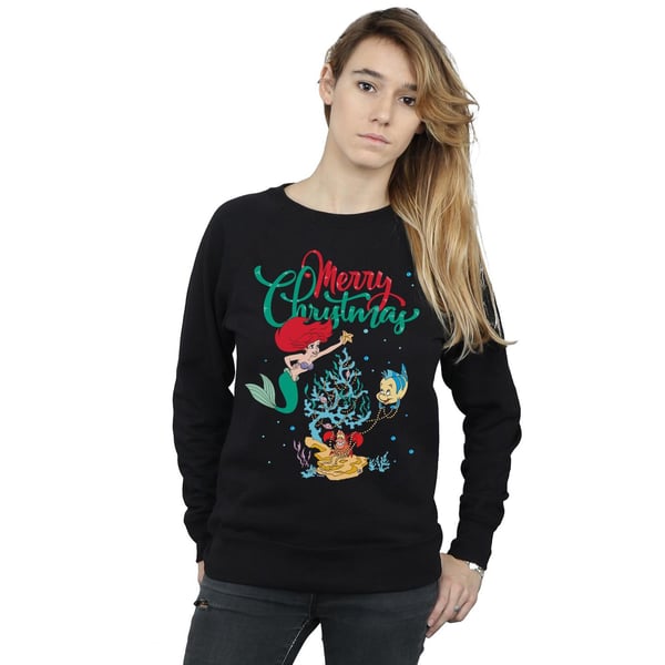 Disney Womens/Ladies Princess Ariel Merry Christmas Sweatshirt