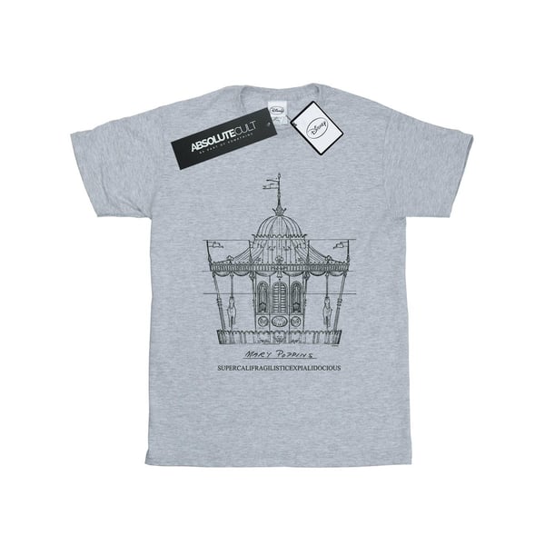 Disney Womens/Ladies Mary Poppins Carousel Sketch Cotton Boyfriend T-Shirt