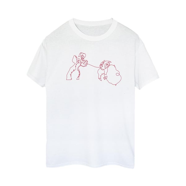 Disney Womens/Ladies Lady And The Tramp Spaghetti Outline Cotton Boyfriend T-Shirt