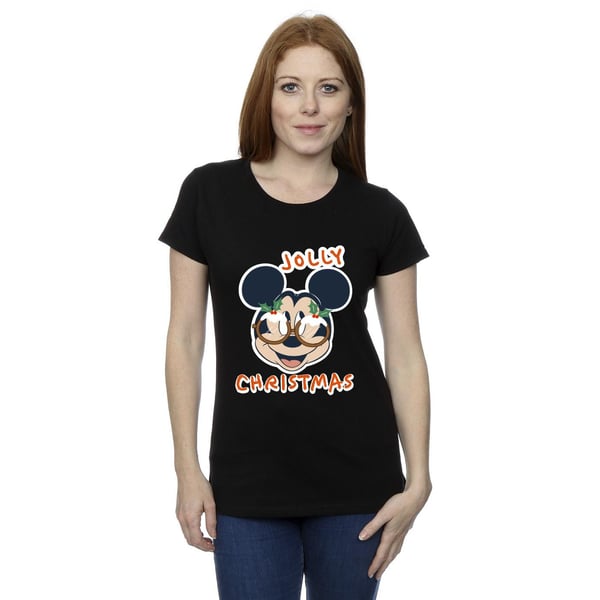 Disney Womens/Ladies Mickey Mouse Jolly Christmas Glasses Cotton T-Shirt