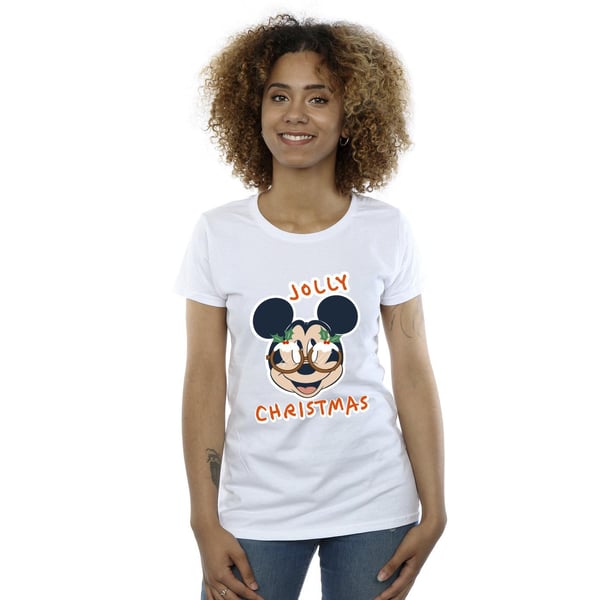 Disney Womens/Ladies Mickey Mouse Jolly Christmas Glasses Cotton T-Shirt