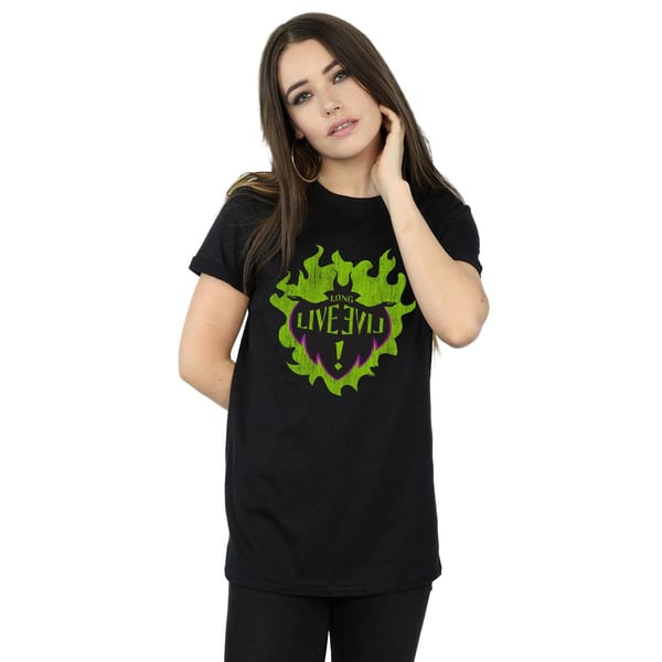 Disney Womens/Ladies The Descendants Maleficent Long Live Cotton Boyfriend T-Shirt