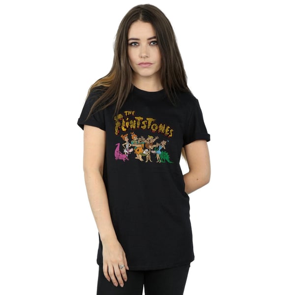 The Flintstones Womens/Ladies Group Distressed Cotton Boyfriend T-Shirt