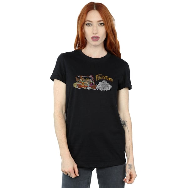 The Flintstones Womens/Ladies Family Car Distressed Cotton Boyfriend T-Shirt