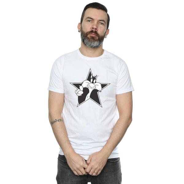 Looney Tunes Mens Sylvester Mono Star T-Shirt