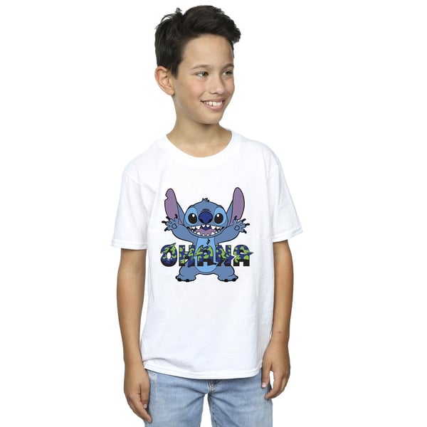 Disney Boys Lilo And Stitch Ohana Blue Glitch T-Shirt