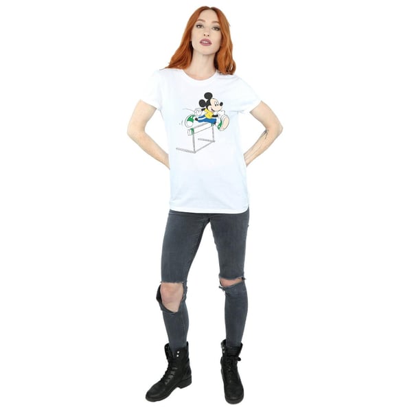 Disney Womens/Ladies Mickey Mouse Hurdles Cotton Boyfriend T-Shirt