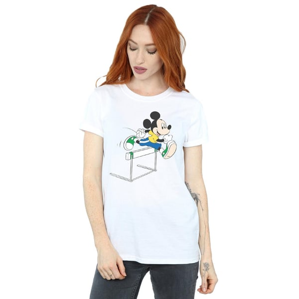 Disney Womens/Ladies Mickey Mouse Hurdles Cotton Boyfriend T-Shirt
