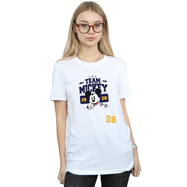 Disney Womens/Ladies Mickey Mouse Team Mickey Cotton Boyfriend T-Shirt