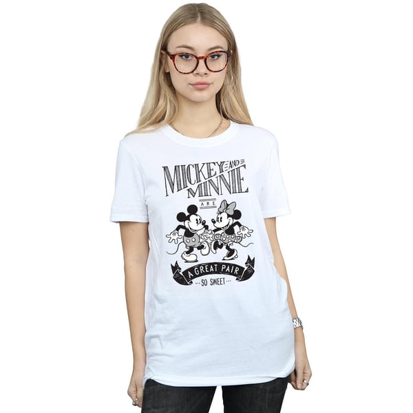 Disney Womens/Ladies Mickey And Minnie Mouse Great Pair Cotton Boyfriend T-Shirt