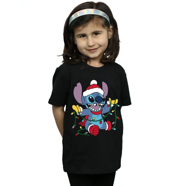 Disney Girls Lilo And Stitch Christmas Lights Cotton T-Shirt