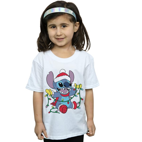 Disney Girls Lilo And Stitch Christmas Lights Cotton T-Shirt