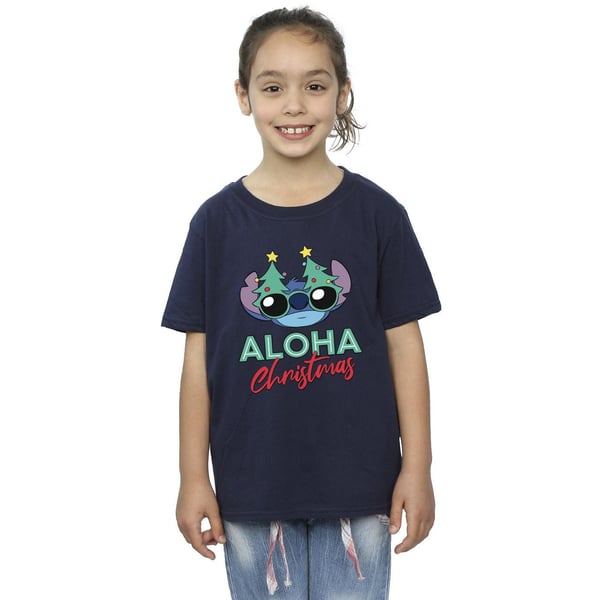 Disney Girls Lilo And Stitch Christmas Tree Shades Cotton T-Shirt