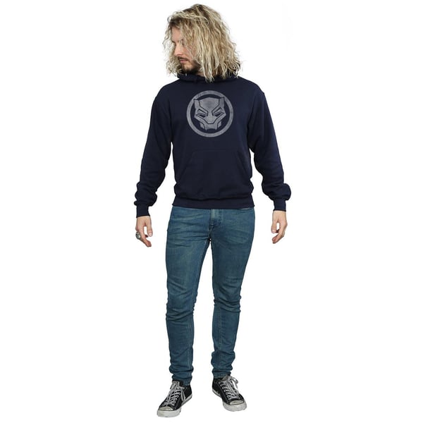 Marvel Mens Black Panther Distressed Icon Hoodie