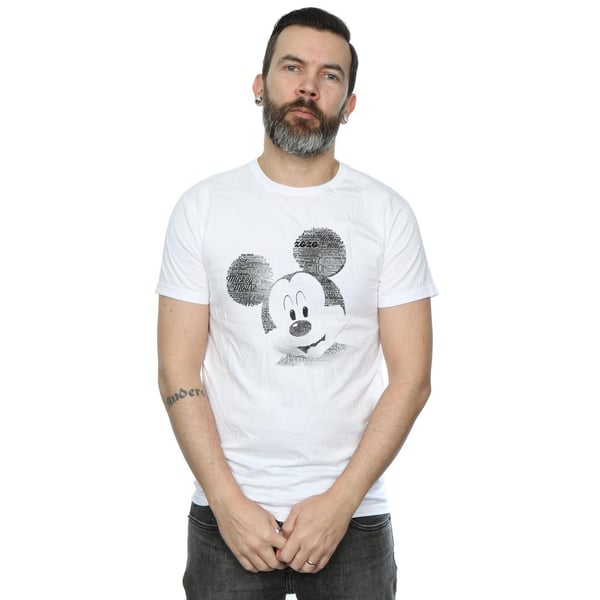Disney Mens Mickey Mouse Text Face T-Shirt