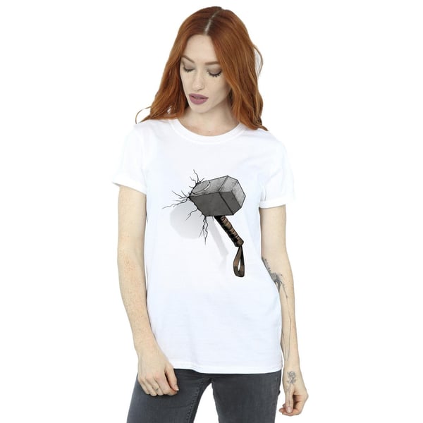 Marvel Universe Womens/Ladies Thor Hammer Crack Cotton Boyfriend T-Shirt