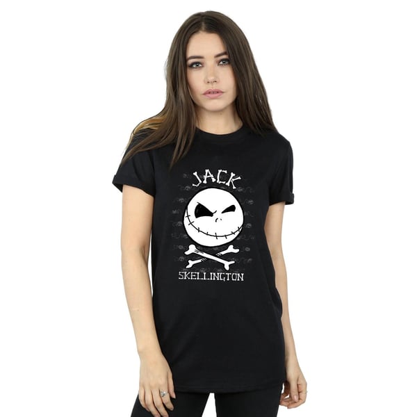 Disney Womens/Ladies Nightmare Before Christmas Jack Face Cotton Boyfriend T-Shirt