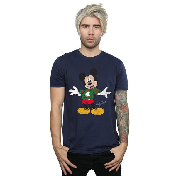 Disney Mens Mickey Mouse Christmas Jumper T-Shirt